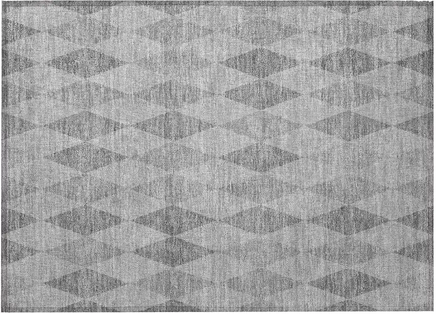 Gray Geometric Washable Non Skid Indoor Outdoor Area Rug Photo 5