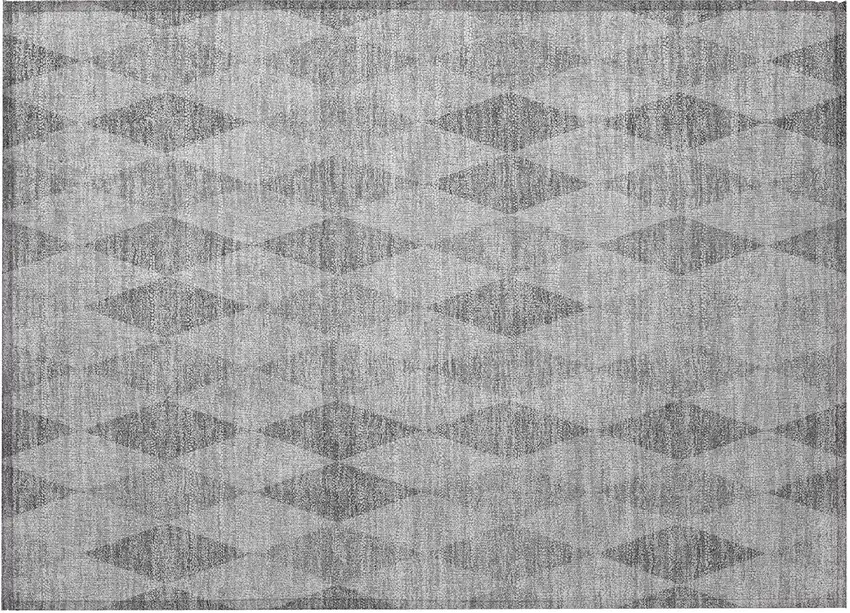 Gray Geometric Washable Non Skid Indoor Outdoor Area Rug Photo 5