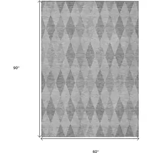 Photo of Gray Geometric Washable Non Skid Indoor Outdoor Area Rug