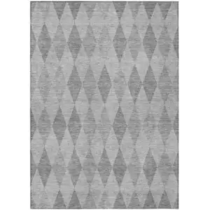 Photo of Gray Geometric Washable Non Skid Indoor Outdoor Area Rug