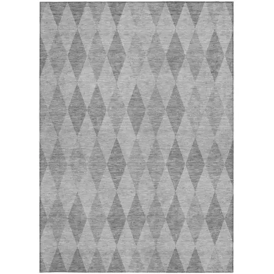 Gray Geometric Washable Non Skid Indoor Outdoor Area Rug Photo 3