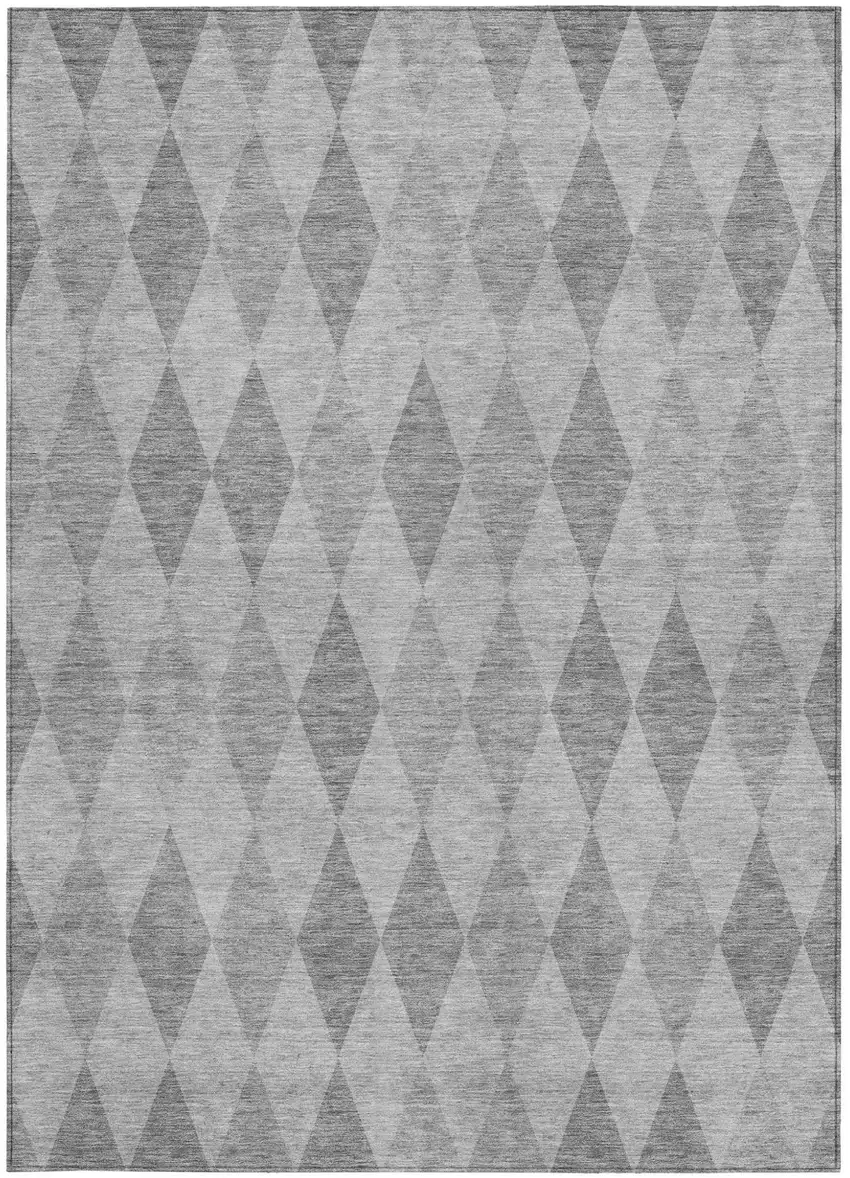 Gray Geometric Washable Non Skid Indoor Outdoor Area Rug Photo 3