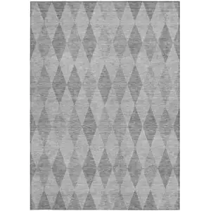 Photo of Gray Geometric Washable Non Skid Indoor Outdoor Area Rug