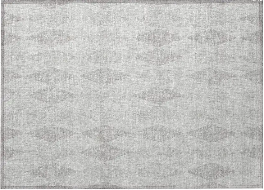 Gray Geometric Washable Non Skid Indoor Outdoor Area Rug Photo 4