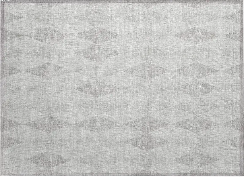 Gray Geometric Washable Non Skid Indoor Outdoor Area Rug Photo 2