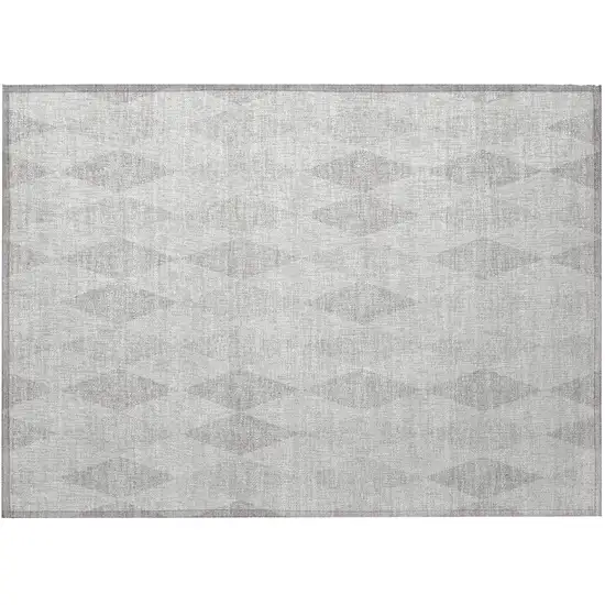 Gray Geometric Washable Non Skid Indoor Outdoor Area Rug Photo 5