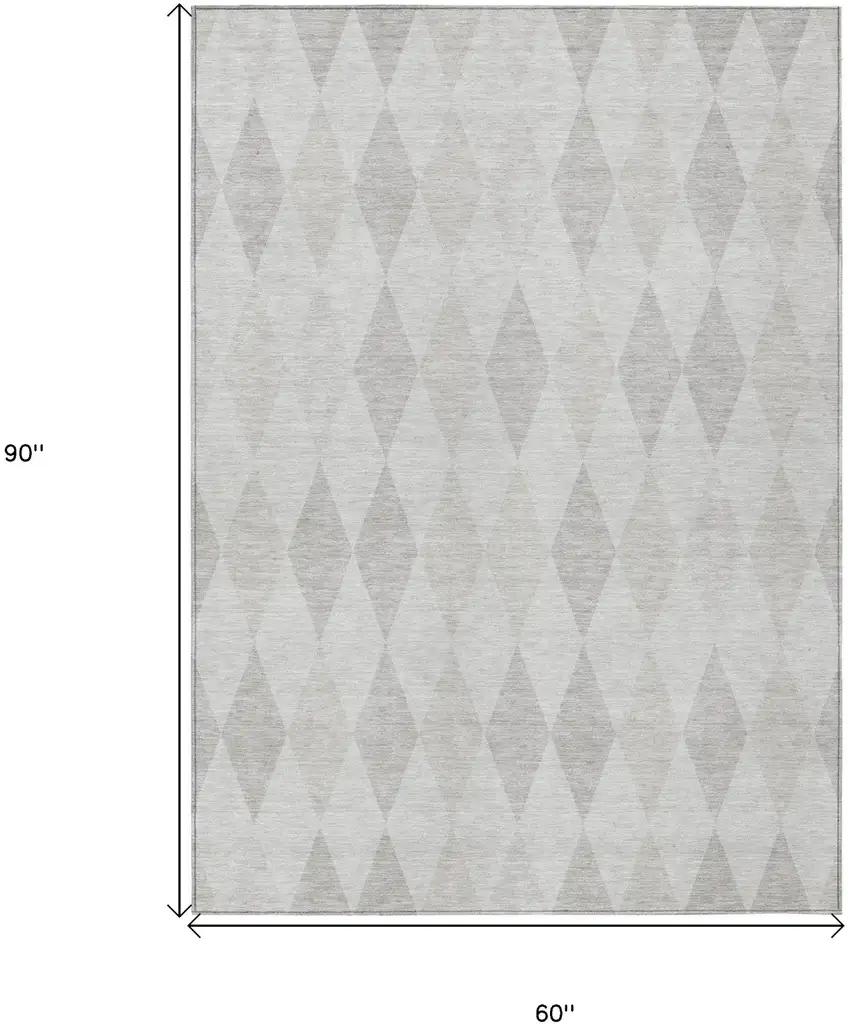 Gray Geometric Washable Non Skid Indoor Outdoor Area Rug Photo 3