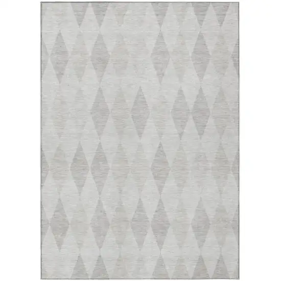 Gray Geometric Washable Non Skid Indoor Outdoor Area Rug Photo 2