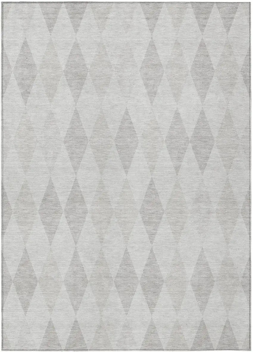 Gray Geometric Washable Non Skid Indoor Outdoor Area Rug Photo 2