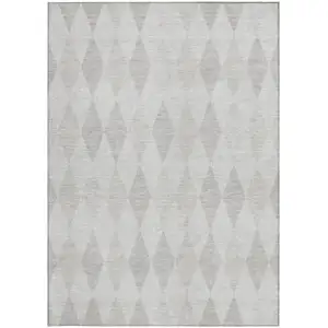 Photo of Gray Geometric Washable Non Skid Indoor Outdoor Area Rug