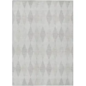 Photo of Gray Geometric Washable Non Skid Indoor Outdoor Area Rug