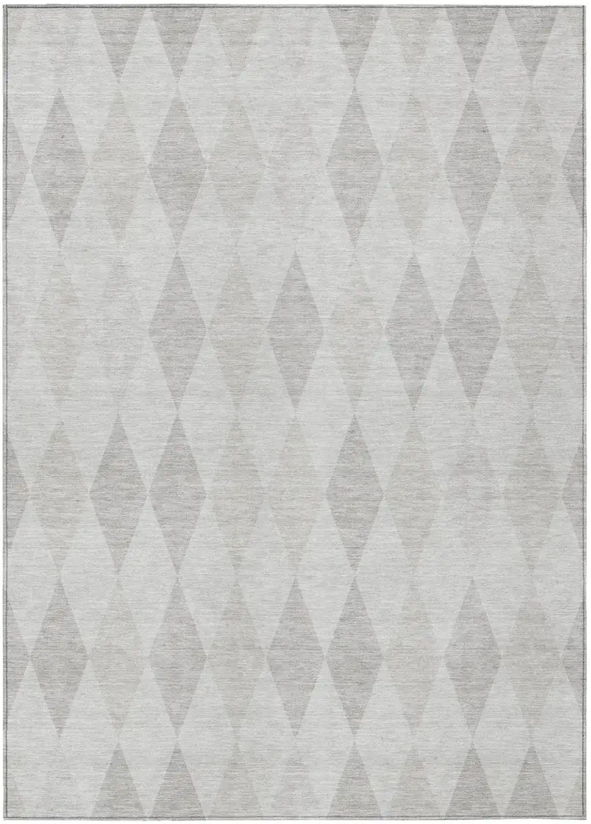 Gray Geometric Washable Non Skid Indoor Outdoor Area Rug Photo 2