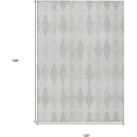 Gray Geometric Washable Non Skid Indoor Outdoor Area Rug Photo 7