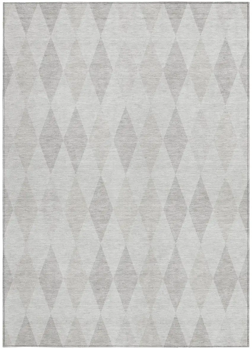 Gray Geometric Washable Non Skid Indoor Outdoor Area Rug Photo 4