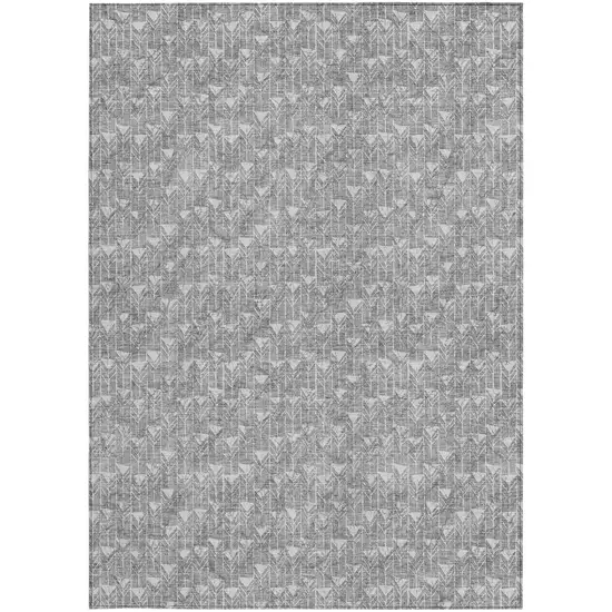 Gray Geometric Washable Non Skid Indoor Outdoor Area Rug Photo 4