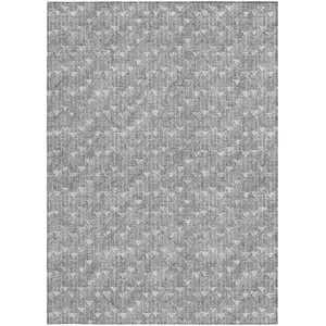Photo of Gray Geometric Washable Non Skid Indoor Outdoor Area Rug