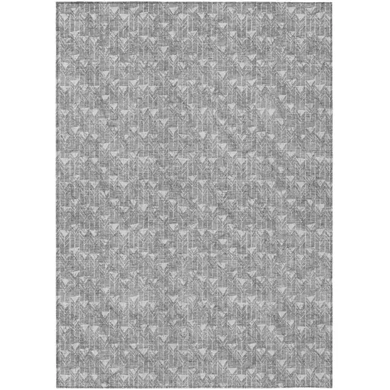 Gray Geometric Washable Non Skid Indoor Outdoor Area Rug Photo 2