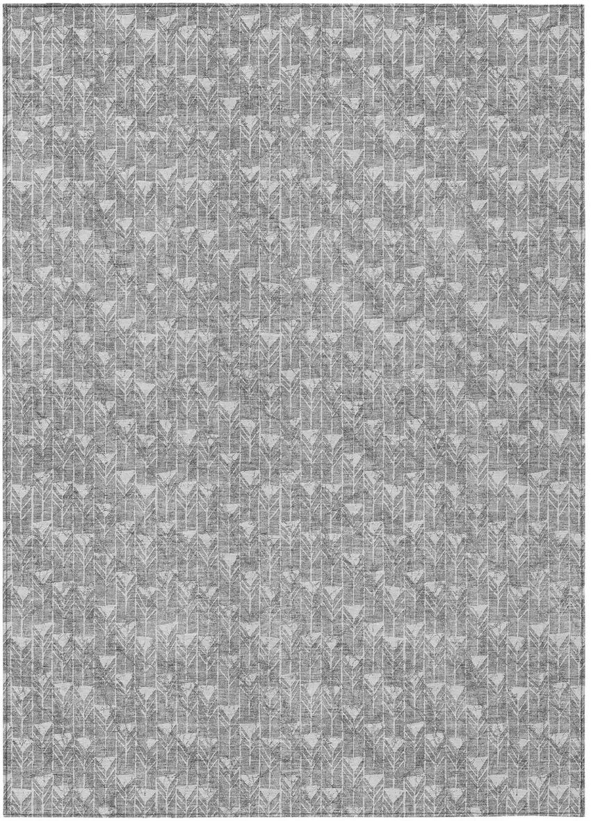 Gray Geometric Washable Non Skid Indoor Outdoor Area Rug Photo 2