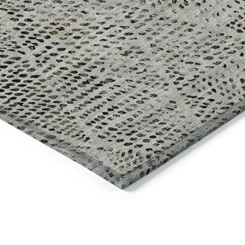Gray Geometric Washable Non Skid Indoor Outdoor Area Rug Photo 5