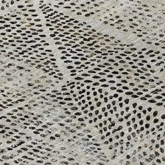 Gray Beige And Black Geometric Washable Indoor Outdoor Area Rug Photo 7