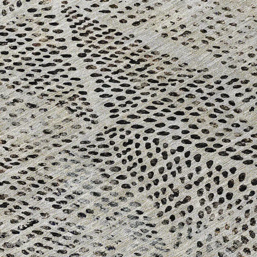 Gray Beige And Black Geometric Washable Indoor Outdoor Area Rug Photo 7