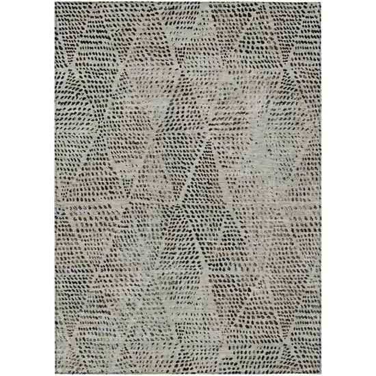 Gray Geometric Washable Non Skid Indoor Outdoor Area Rug Photo 2