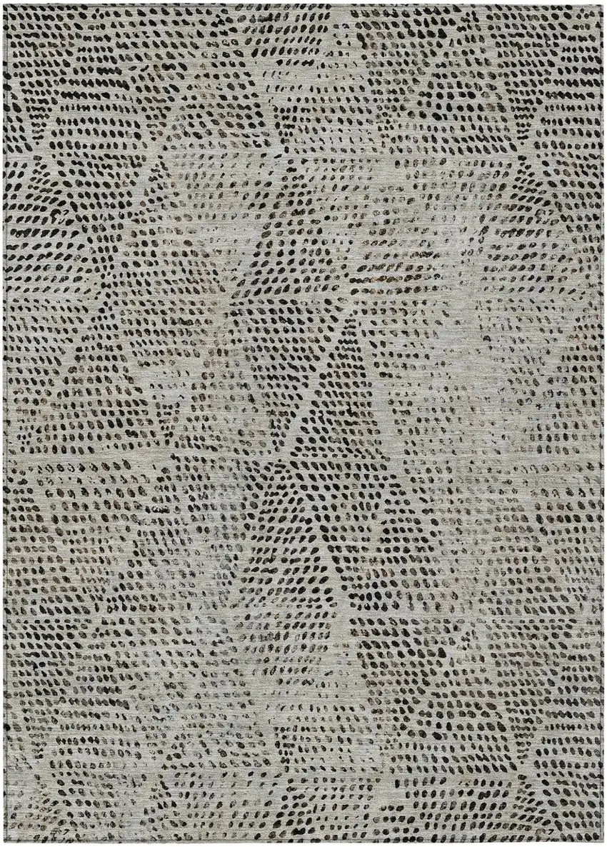 Gray Geometric Washable Non Skid Indoor Outdoor Area Rug Photo 2