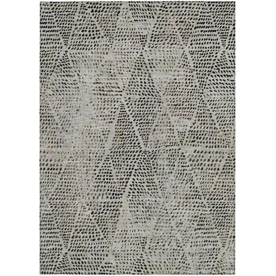 Gray Geometric Washable Non Skid Indoor Outdoor Area Rug Photo 5