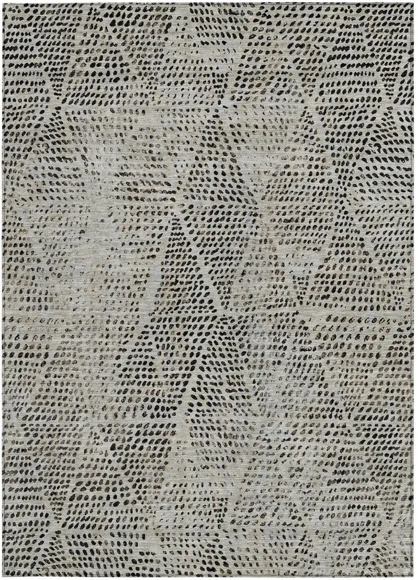 Gray Geometric Washable Non Skid Indoor Outdoor Area Rug Photo 5