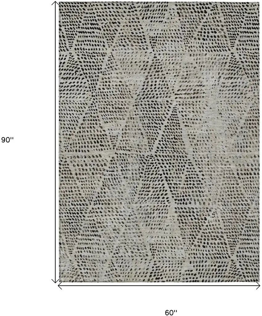 Gray Geometric Washable Non Skid Indoor Outdoor Area Rug Photo 3