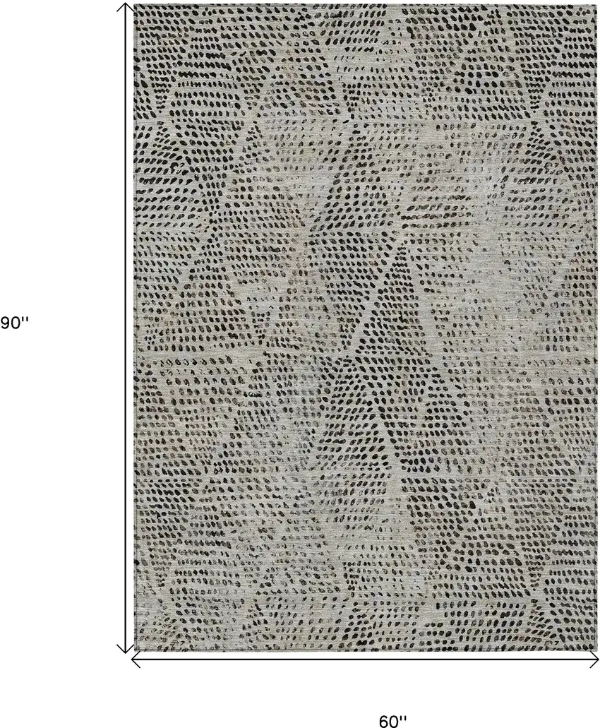 Gray Geometric Washable Non Skid Indoor Outdoor Area Rug Photo 3