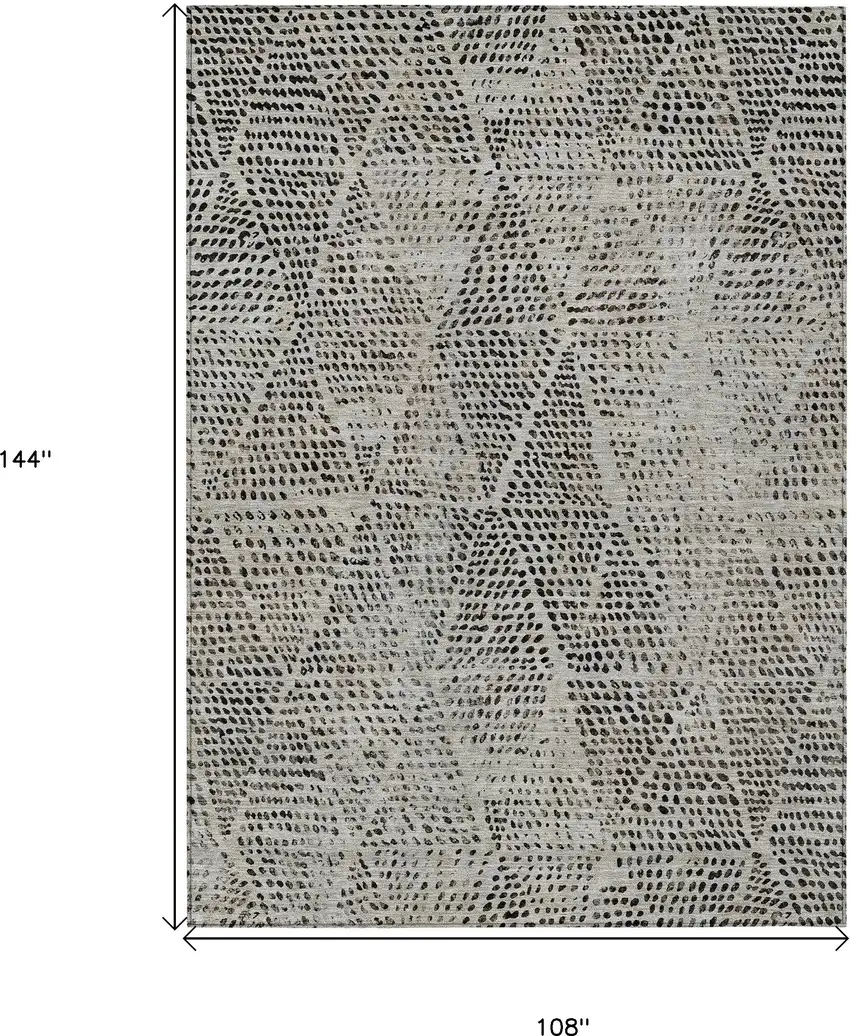 Gray Geometric Washable Non Skid Indoor Outdoor Area Rug Photo 3