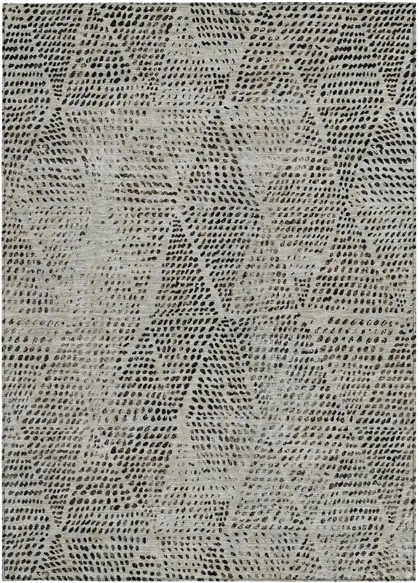 Gray Geometric Washable Non Skid Indoor Outdoor Area Rug Photo 5