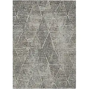 Photo of Gray Geometric Washable Non Skid Indoor Outdoor Area Rug