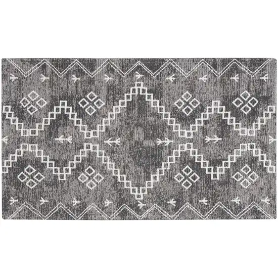 Gray Geometric Worn Faded Area Rug Photo 1
