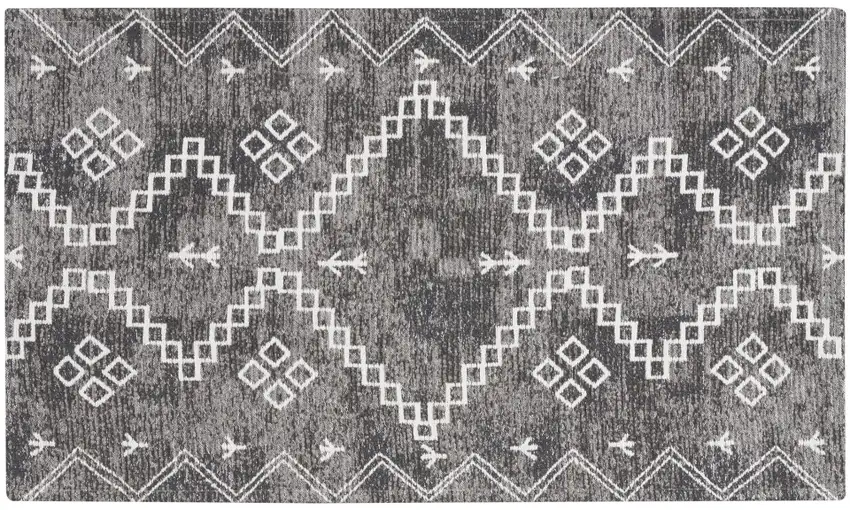 Gray Geometric Worn Faded Area Rug Photo 1