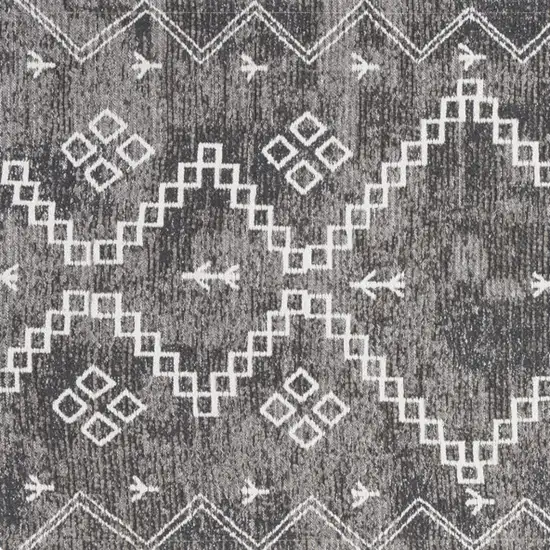 Gray Geometric Worn Faded Area Rug Photo 8