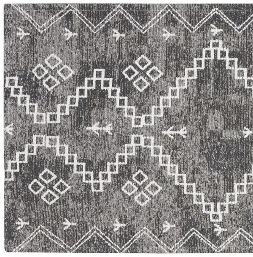 Gray Geometric Worn Faded Area Rug Photo 3