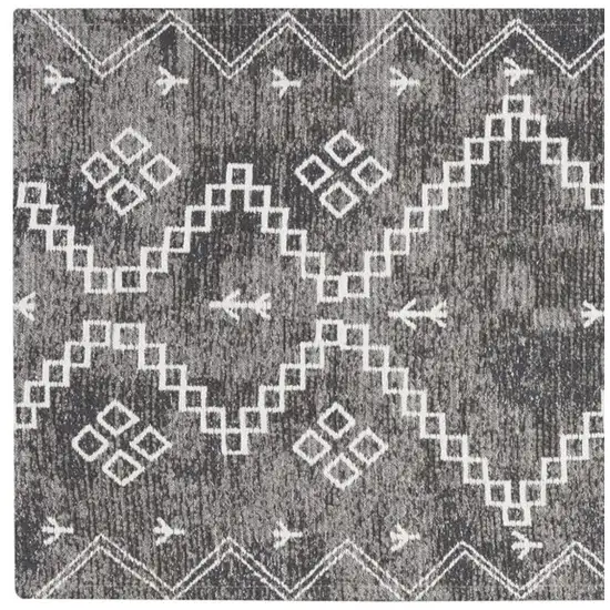 Gray Geometric Worn Faded Area Rug Photo 3