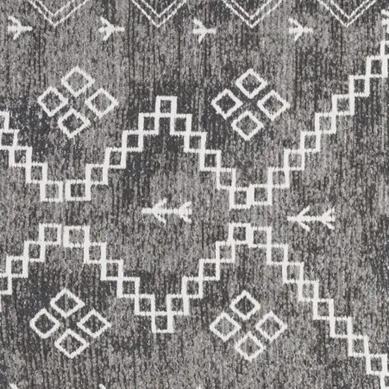 Gray Geometric Worn Faded Area Rug Photo 2