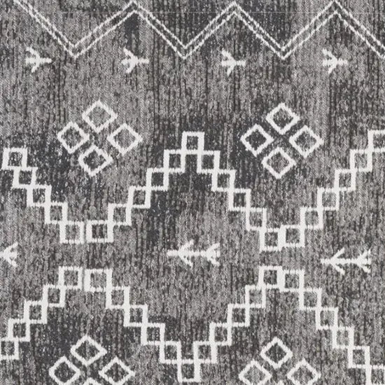 Gray Geometric Worn Faded Area Rug Photo 7