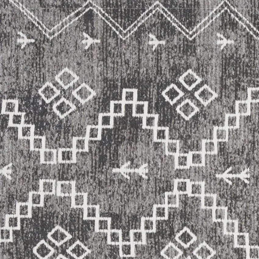Gray Geometric Worn Faded Area Rug Photo 7