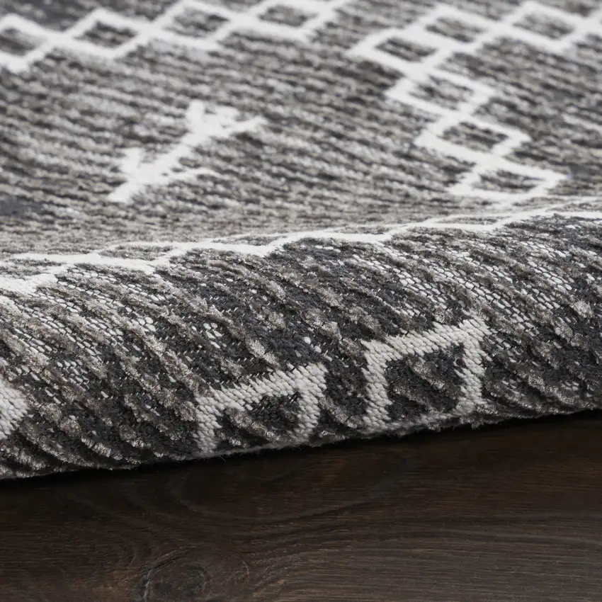 Gray Geometric Worn Faded Area Rug Photo 9