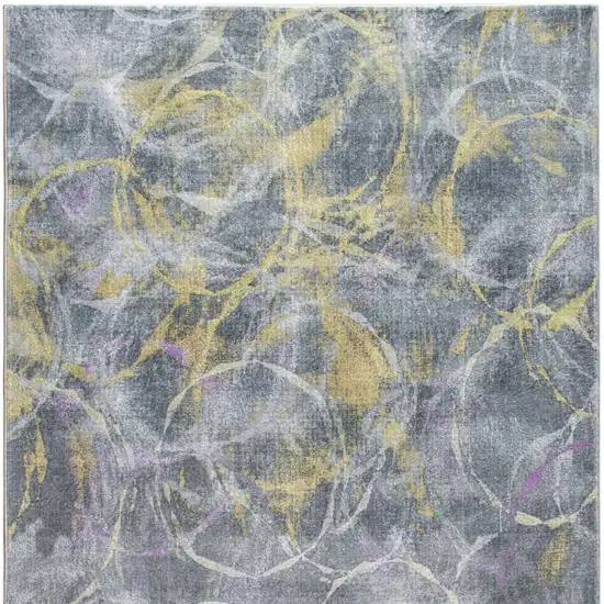 Gray Yellow And Purple Abstract Area Rug Photo 8