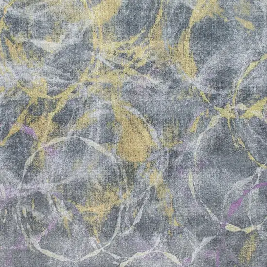Gray Yellow And Purple Abstract Area Rug Photo 7