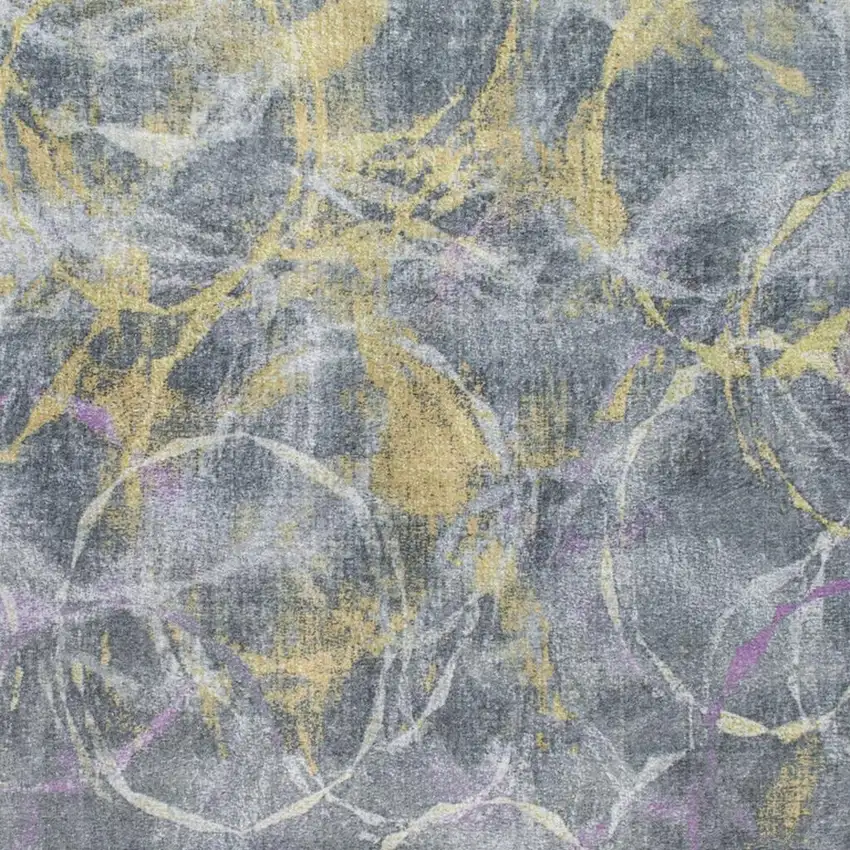 Gray Yellow And Purple Abstract Area Rug Photo 7