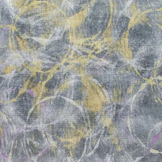 Gray Yellow And Purple Abstract Area Rug Photo 6