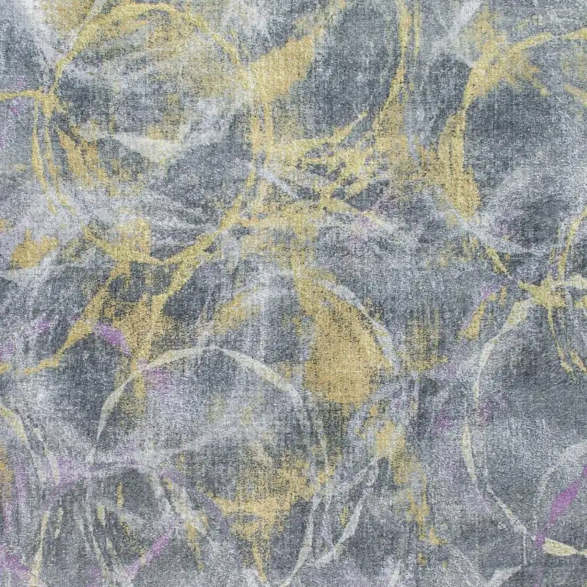 Gray Yellow And Purple Abstract Area Rug Photo 6