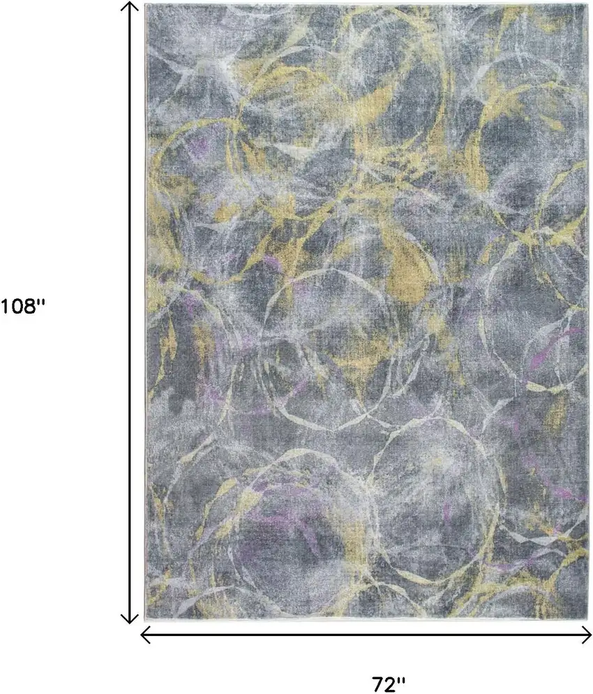 Gray Yellow And Purple Abstract Area Rug Photo 8