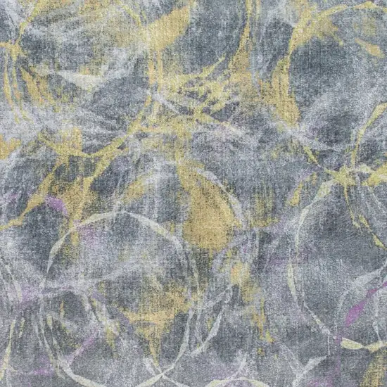 Gray Yellow And Purple Abstract Area Rug Photo 5